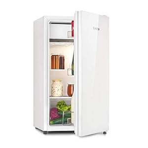 Klarstein Luminance Frost-koelkast – capaciteit: 91 liter, energie-efficiëntieklasse, glazen front, groentevak, 2 glazen legborden, 3 deurvakken, temperatuurinstelling op 7 niveaus, wit
