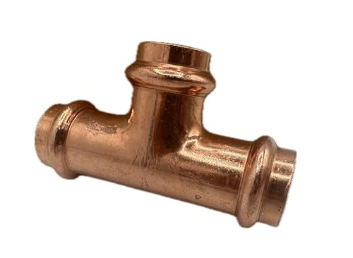 Té cuivre à sertir Raccord de tuyau en cuivre, forme de T, 3 voies, connecteur de plomberie pour soudure (Ø22, Lot1)