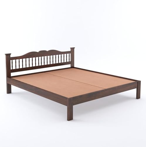 Image of AADITYA WOODS Solid Sheesham Wood Queen Bed Cot Without Storage | Wooden Bed for Bedroom | Multipurpose Use Cot Palang Diwan (Walnut q2, Queen) (82x65x34 inch)