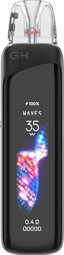 Uwell Caliburn G4 PRO Stripe Black – E-Zigarette/Vape mit OLED, 1800 mAh Akku bis zu 35 W – Modernes Pod Kit für Einsteiger & PROfis, USB-C Schnellladung, Airflow, 2 ml Tank, für MTL & RDL