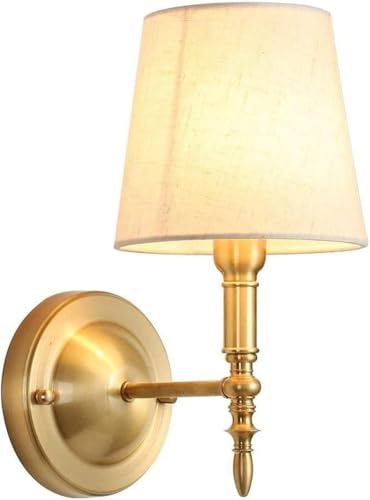 Lámpara de pared moderna con brazo de latón cálido y pantalla de tambor blanca, lámpara de pared con cableado rígido, decoración de pasillo, mesita de noche, apliques de pared, iluminación e