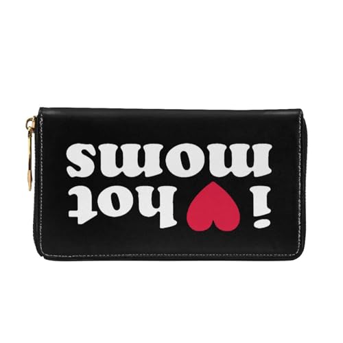 I Love hot Moms Long Leather Clutch Wallet with Dual-Sided Print - Storage bag (12 Card Slots, Zippered Coin Pocket)3