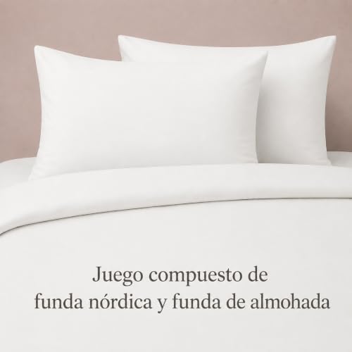 Miniatura 3 de Tramas Funda Nórdica 100 Algodón, Cama 90, Funda Edredón De 150x220cm Y 1 Funda De Almohada 110x45cm, Certificado Oeko Tex - Blanco