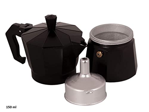 Image of Moka Pot Stovetop Espresso Coffee Maker - Classic Italian Percolator, 150 ml, Premium Aluminium, Authentic Strong Coffee Brewer with Cool-Touch Handle, Food-Grade,