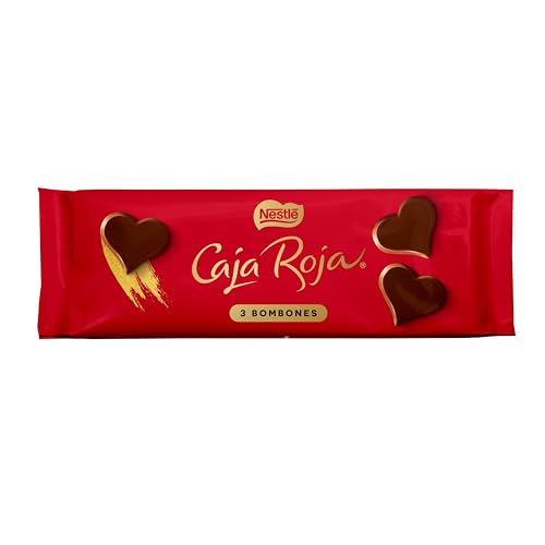 NESTLÉ CAJA ROJA bombones de chocolate con leche y praliné avellana CUORE 26g, contiene 3 bombones