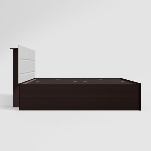 Image of Interio by Godrej Bed, White Chocolate Wee King Size Engineered Wood Bed with Box Storage, 1-Year Warranty, White, Cinnamon