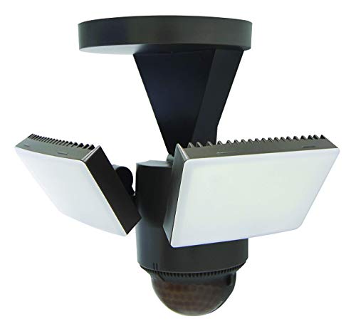 IQ America LED Outdoor Motion Sensor Security Floodlight 1100 Lumens 180 Detection Weatherproof Design Versatile Eave or Wall Mounting Exit Detection Rotatable Sensor BZ
