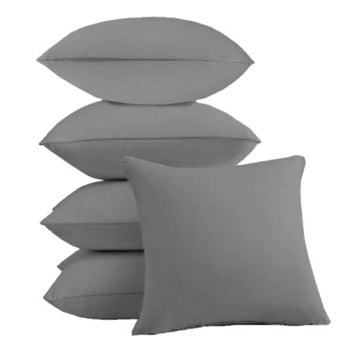 Image of Premium Polyester Fiber Cushion Fillers - Pack of 5 Pcs | 24 x 24 Inches | Light Grey| Cushions, Sofa Pillow, Cushion for Sofa, Cushion for Bed, Decorative Pillow, Pillow for Support