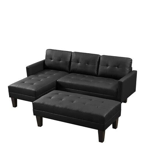 Buy Hjj Couch Faux Leather Sectional Sofa Bed, LShape Sofa Chaise