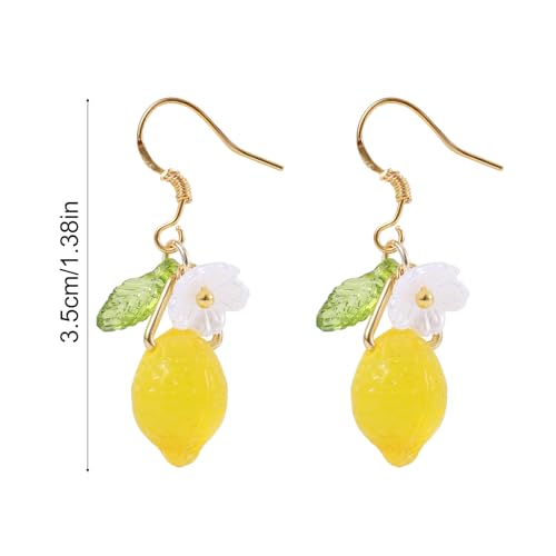 Lemon Dangle Earrings, Resin Yellow Lemon Hoop Earrings Dainty Fruit Earring Studs Jewelry Gift for Woman2