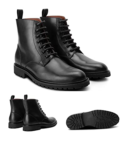 Dunross & Sons Boots For Men. Leather Boots For Men. Austin Mens Lace-Up Boot. Combat Boots For Men. Black Boots. Mens Gifts2