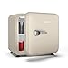 Produktbild Klarstein Audrey Evo 43L Mini Kühlschrank - Retro-Design, Leise 40 dB, Verstellbare Füße, Wendetür, Kompressor Kühlung, Mechanischer Thermostat, Kühlschrank Klein für Schlafzimmer und Büros, Creme