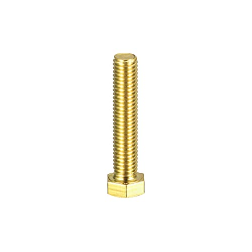 Image of uxcell Brass Hex Bolts, 1 /2-13x2-1 /2 1pcs Fully Thread Grade 4.8 Solid Brass Hexagon Head Bolt Machine Screws for Machinery