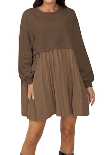 knee length dresses for ladies Brown Printed Long Sleeve Mini Skater Dress – AX Paris