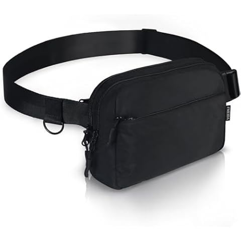 FMEIDA Fanny Packs for Women Cross Body 4 Zipper Pockets Belt Bag Adjustable Strap Fashion Waist Packs Water-Resistant Waist Bag Bum Pouch for Travel Hiking Running Cycling Workout, Black Cover