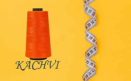 Image of Ace International Exports 3000M Overlock Polyester Sewing Thread Set Box Yarn Spools Cone Orange (Pack of 10 )