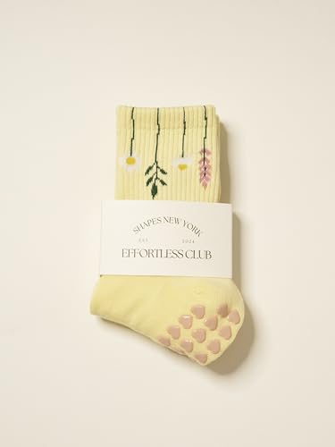 Image of Shapes Studio Half Calf Grip Socks, Cute Fruit Pilates Socks, Ruffle Socks, Non-Slip for Barre Yoga