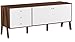Baxton Studio FP-6780-Walnut/White TV Stand, 18.8LX65.4WX25.78H, White and Walnut