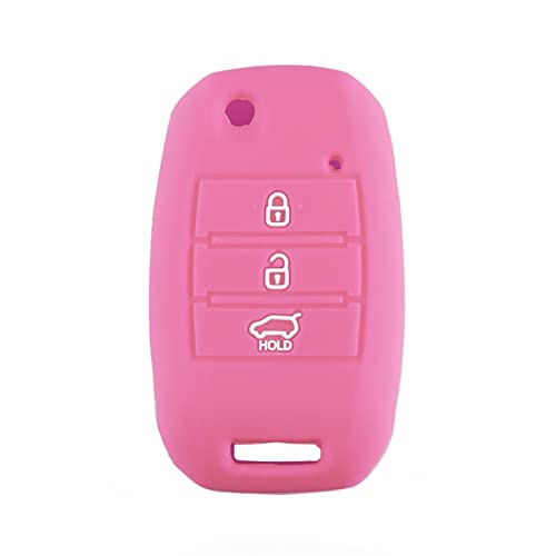 OTMIK Funda de silicona para llave de coche para Kia Sportage, Cerato, Optima, K5, Rio Carens, Rondo, Ceed, Picanto, K2, Soul Sorento, accesorios de carcasa (rosa)