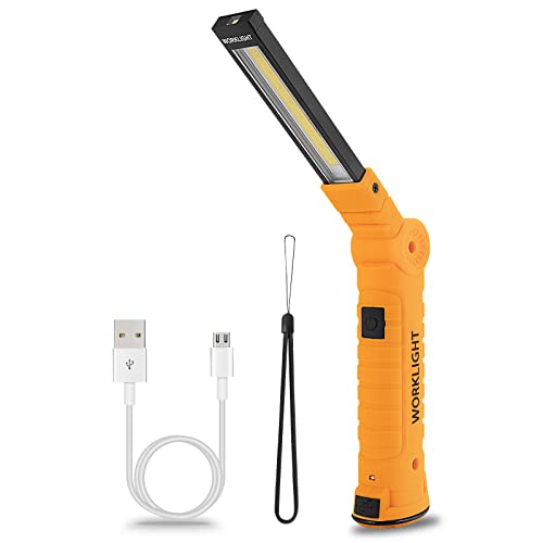Suranew Linterna LED Recargable, Taller lámpara de inspección 360° Rotate Linterna de Trabajo, 5 Modos de luz Portátil Linterna con Base Magnética y Gancho para Taller Cámping Emergencia