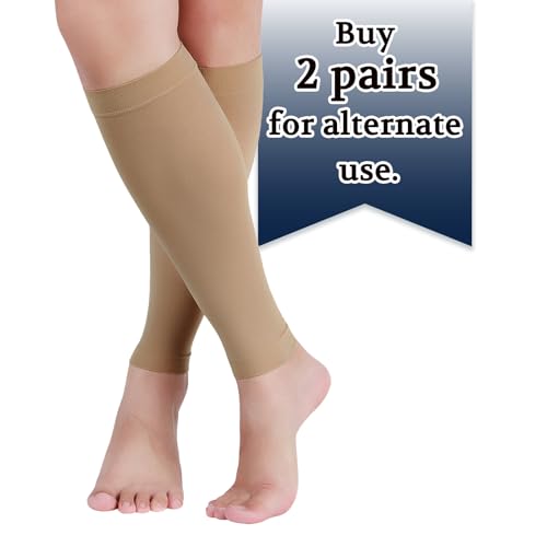 Image of Lin Performance 20-30 mmHg Medical Calf Compression Sleeve for Women and Men Lightweight Footless Socks for Travel Flight Daily Comfort