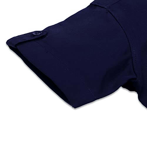 Image of Kids Stylish Solid Cotton Spread Half Sleeves Collar Regular Fit Shirt|| Formal Boys Shirt || Casual Wear Buttoned Shirt for Boys Dark Blue