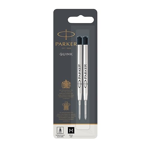 Parker Gel Ball Pen Refill Medium Nib Black, Pack of 2
