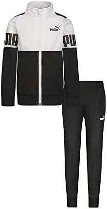 PUMA boys Track Jacket & Jogger Pants Set, Puma White, 5T US