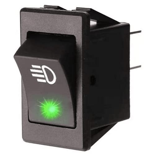 AUTOZOCO Interruptor Basculante Luz Antiniebla DPST ON/OFF 4 Pin 35A con Luz - Boton On/Off - interruptor auxiliar - controlador eléctrico vehículo - LED Verde