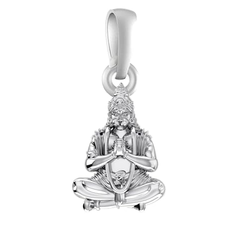 Akshat Sapphire Sterling Silver (92.5% purity) God Hanuman Ji Pendant for Men & Women Pure Silver Lord Bajrang Bali Locket for Good Health & Wealth