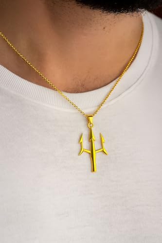 Poseidon Trident Pendant Gold,925 Sterling Silver Poseidon Trident Necklace, Greek God Necklace, Trident Pendant3