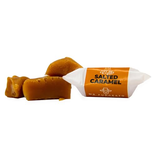 Dulce de Caramelo Tradicional Vegano - Caramelo Salado - Mr Fudgesto Sweets - Caja de 250g Caramelos - Gourmet Treat Perfecto para Regalar