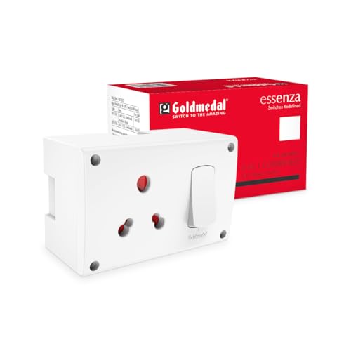 Image of Goldmedal Essenza 16A Modular Switch Socket with Junction Box | 3 in 1 Heavy-Duty Power Socket with Switch | Ideal for Home & Office Use | White