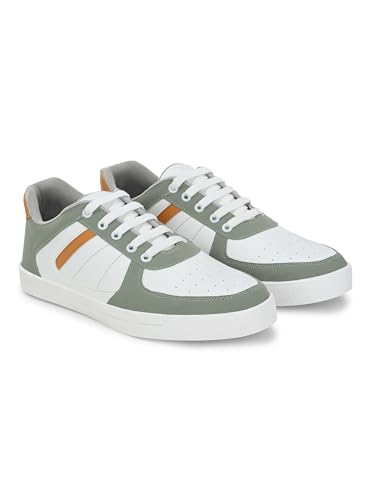 Image of STANPHORD Mens Skynkrew Casual Sneakers Lace-Up Shoes with Stylish Tan Accent | Comfortable Trainers for Walking, Gym & Travel