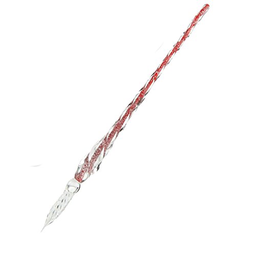 Image of Crystal Glass Dip Ink Pen Set - Ankena Non-Carbon Signature Writing Tool for Art Decoration - Vintage Handmade Gift - Four Colors Available (Red Sets)