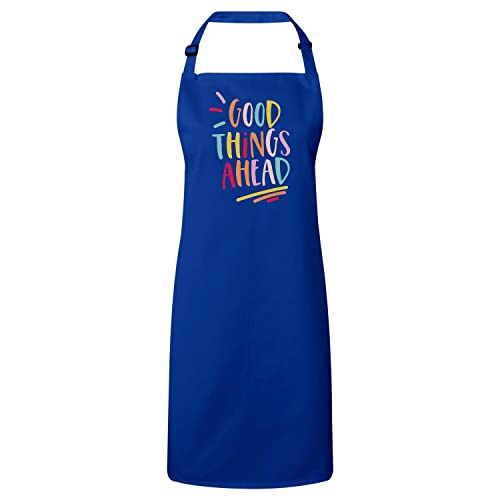 Tablier de cuisine bleu Fabulous avec message Good Things Ahead