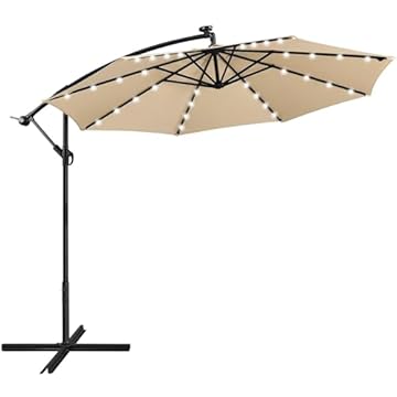 patio umbrella with lights and stand
