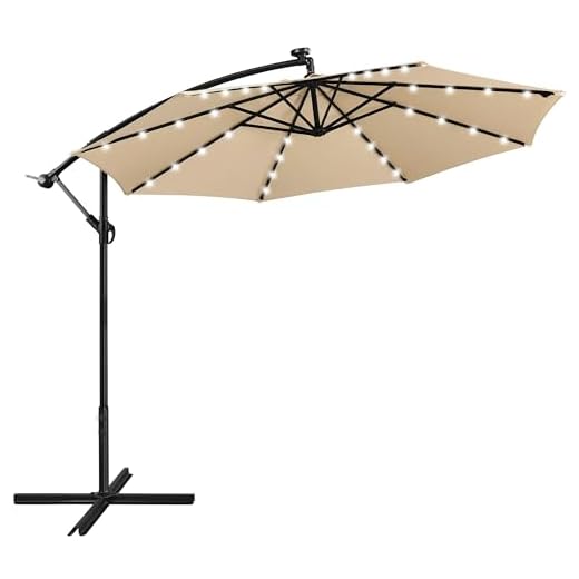 Best cantilever umbrella for deck Yaheetech 10FT Solar Offset Umbrella