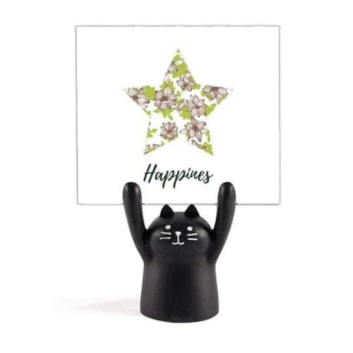 Porte-mémo chat noir au motif fleurs marron clair de qualité supérieure
