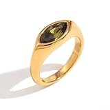 Hosrivae Anillo de acero inoxidable chapado en oro de 18 quilates, banda ajustable de moda para mujer, hipoalergénico y resistente al deslustre, joyería apilable minimalista (H)