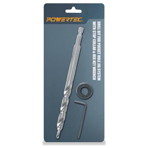 Image of POWERTEC 1 /4 inch Hex Shank Pocket Hole Drill Bit, Replacement Twist Step Drill Bit with Depth Stop Collar for Pocket Hole Jig System, Precision Drill Guide Woodworking Tools Accessories (71933)