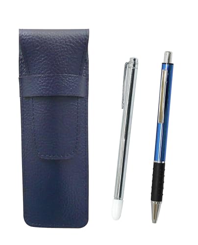 シボ革ペンケース青 金属製指示棒とメタル&ピッチグリップボールペンセット 青 SASL-701S-WZ2067BP-L