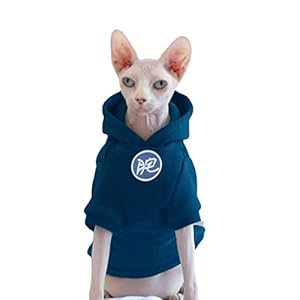 Sphynx Cat Clothes – Thick Warm Soft Hoodie Vest for Devon, Cornish, Peter Bald, Small Kitten (Large)