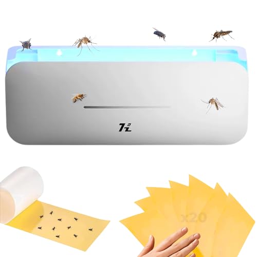 MAGIC SELECT Lámpara Matamosquitos Eléctrica Luz UV 365nm. Matamoscas Eléctrico 220V. Lámpara Anti-Insectos Adhesiva con Modo Inteligente, Silenciosa. (20 Láminas Incluidas) (50-100m²)