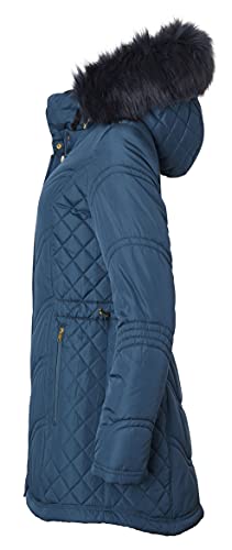 Sportoli Jackets for Women Quilted Down Alternative Longer Winter Coat with Fur Trim Hood2