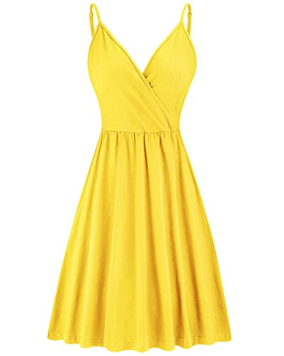 Image of STYLEWORD Womens Sundress Summer Floral Wrap V Neck Backless A-Line Casual Beach Midi Dress