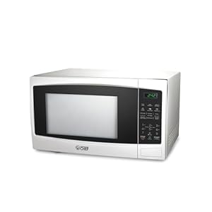 COMMERCIAL CHEF 1.1 Cu Ft Microwave with 10 Power Levels, Microwave 1000W with Push Button Door Lock, Countertop Microwave with Microwave Turntable and Digital Controls, White