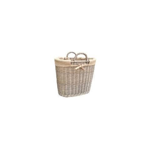 Luxury,modern, Quality, Robust, Oval Wicker Log Basket. Removable Hessian Lining by Thyme & Season Cover