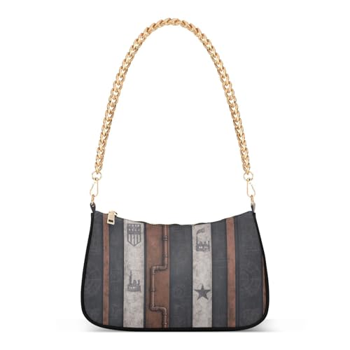 Sac à bandoulière pour femme au motif rayé industriel, un sac à main pratique au quotidien