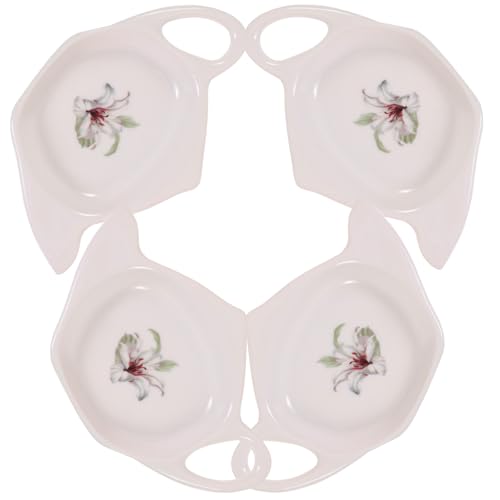 VICASKY Lot de 4 Coupelles en Céramique de Théière Porte-sachets de Thé Réutilisables sous-Verres pour Sachets de Thé Accessoires Adaptés la Cuisine Bureau